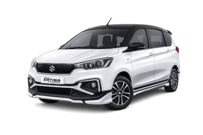 Suzuki All New Ertiga Hybrid putih dari Rose Tour & Rent Car untuk layanan sewa mobil dengan supir di Bandung.